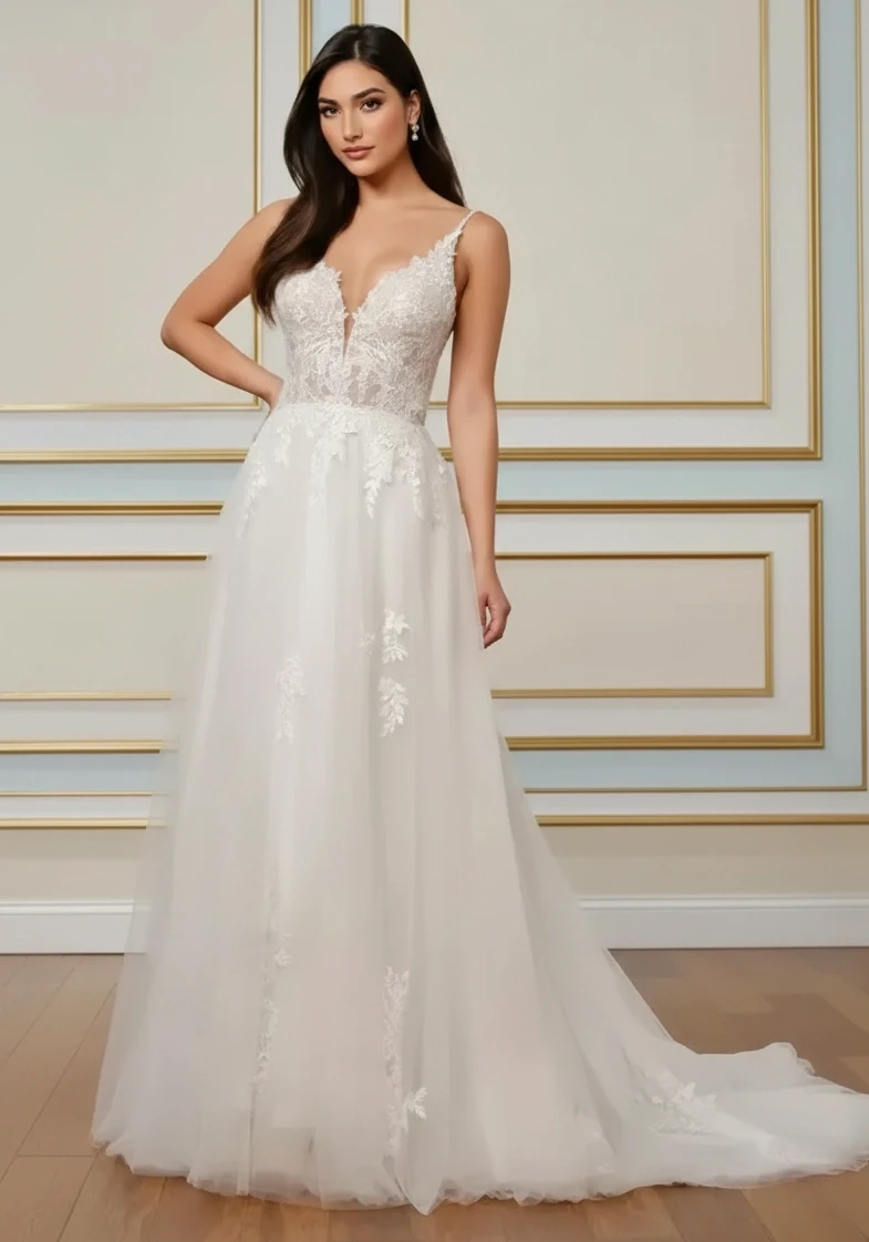 Model wearing a white gown by Ania Exclusive