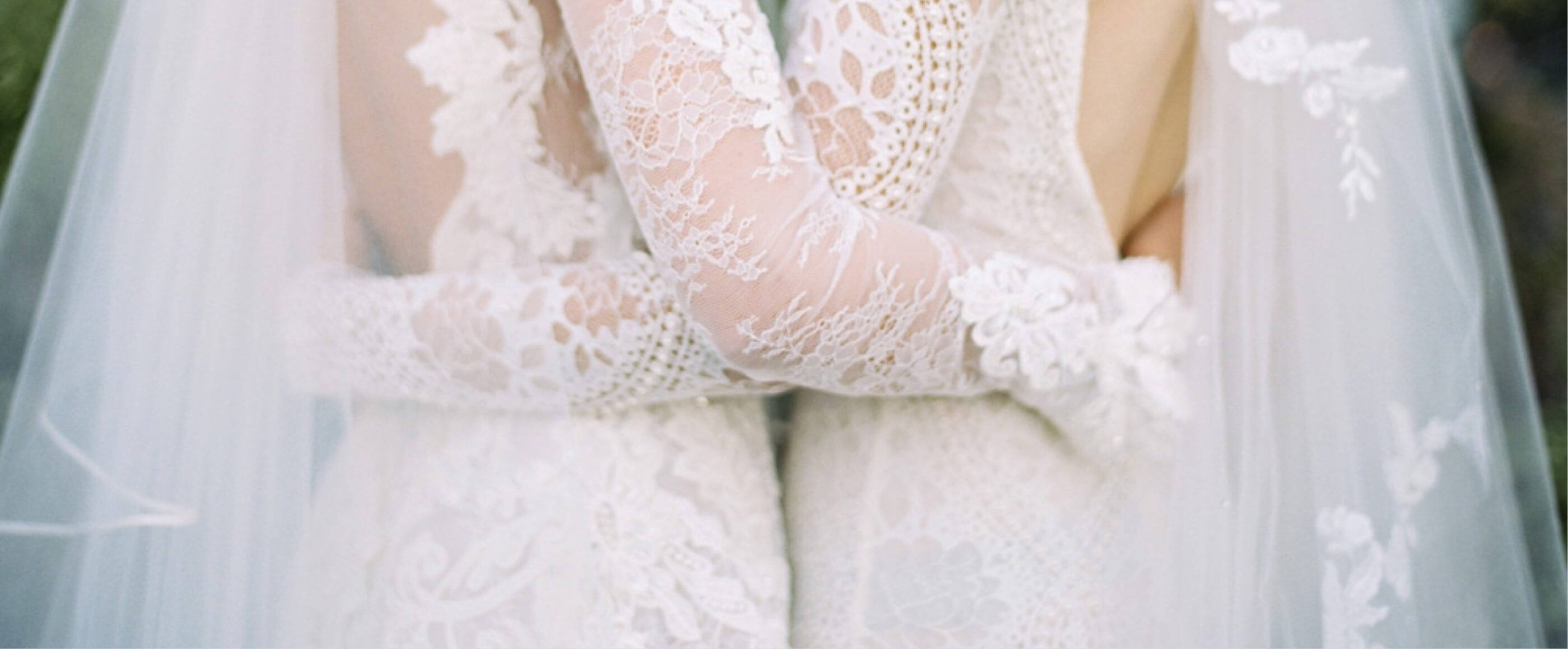 Model wearing a white gown