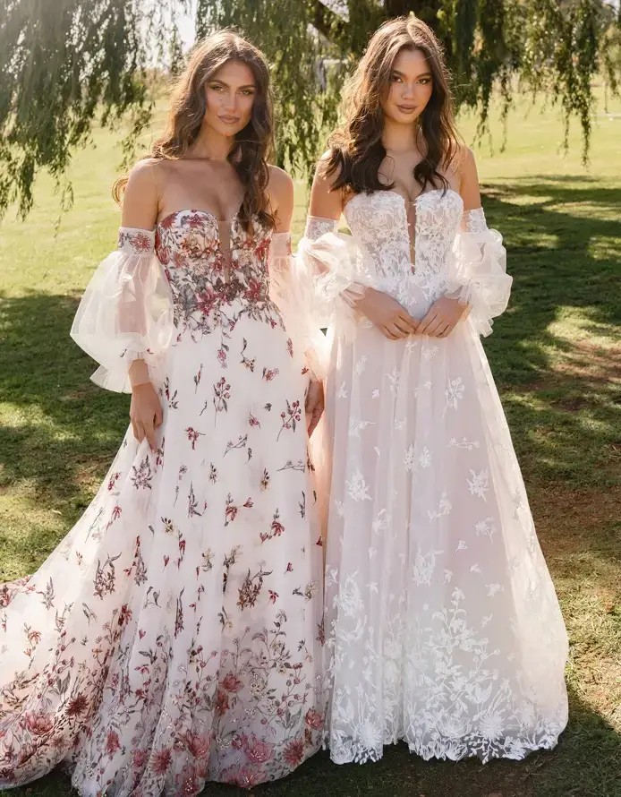Model wearing a white dress