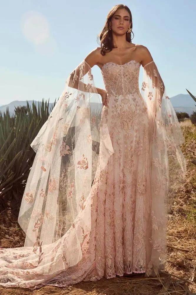 Model wearing a white dress