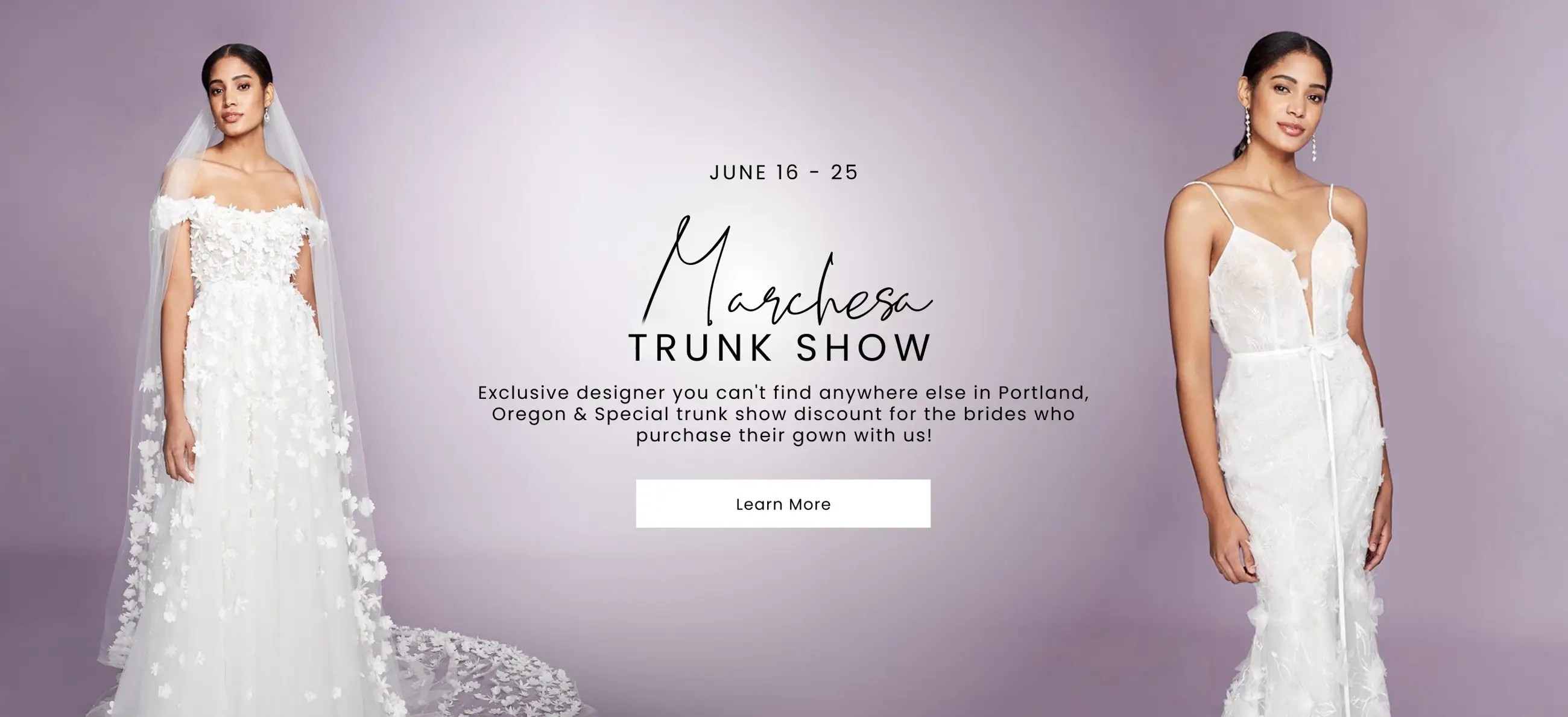"Marchesa Trunk Show" banner for desktop