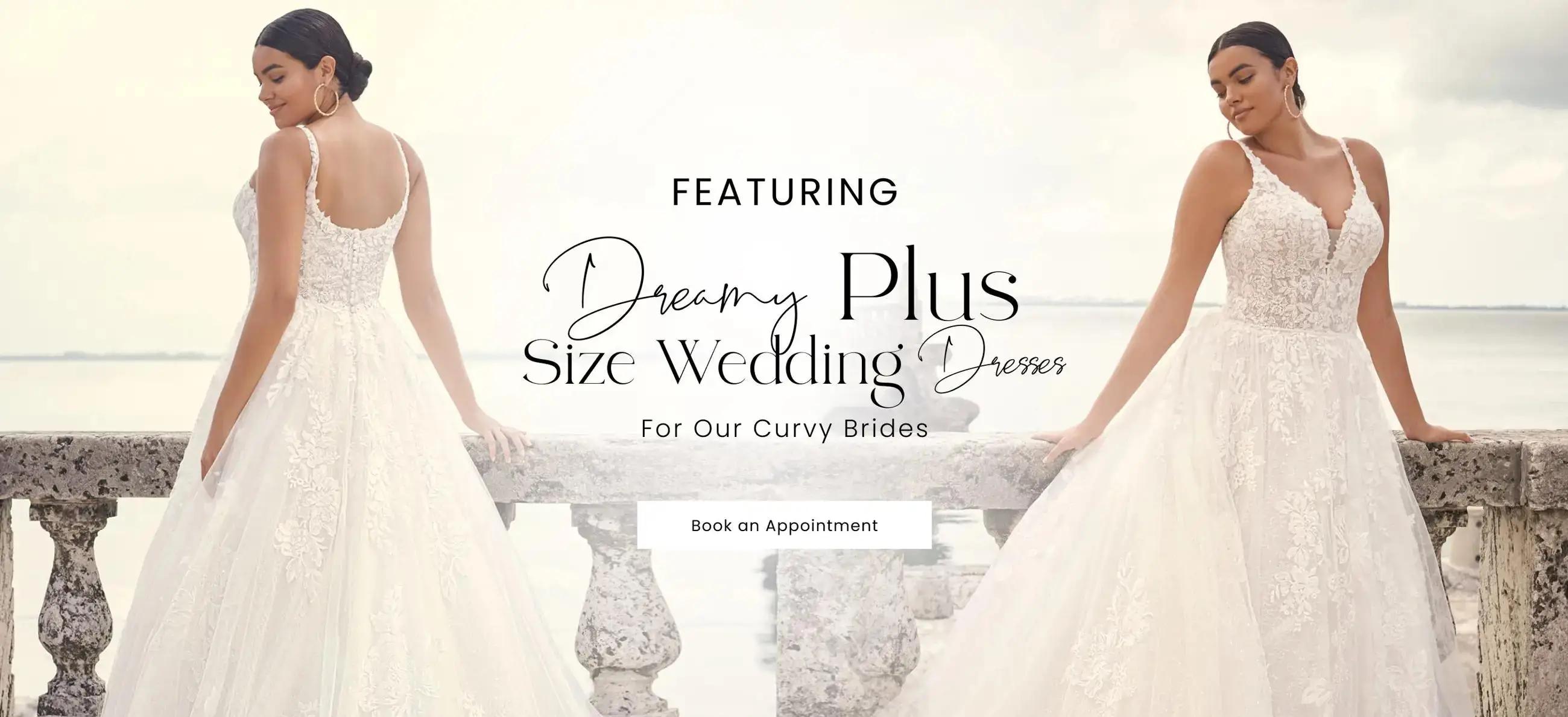 Model Wearing Plus Size Wedding Dress Mobile