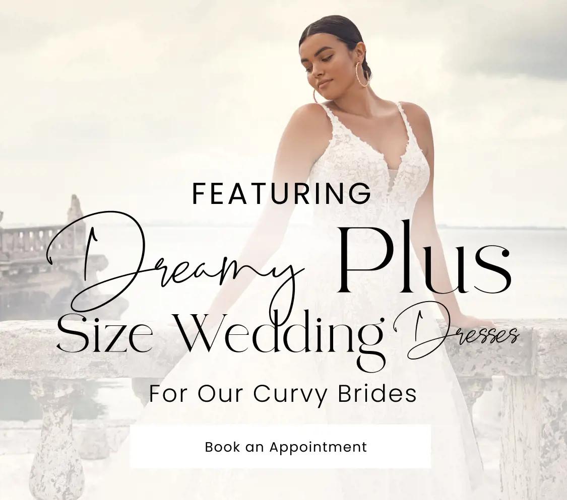 Model Wearing Plus Size Wedding Dress Mobile